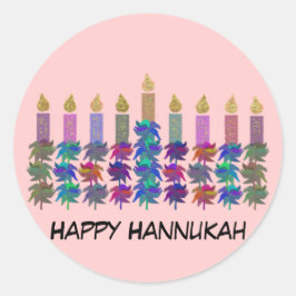 Hannukah Flower Menorah Ronde Sticker