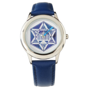 Hannukah Menorah en Star Horloge