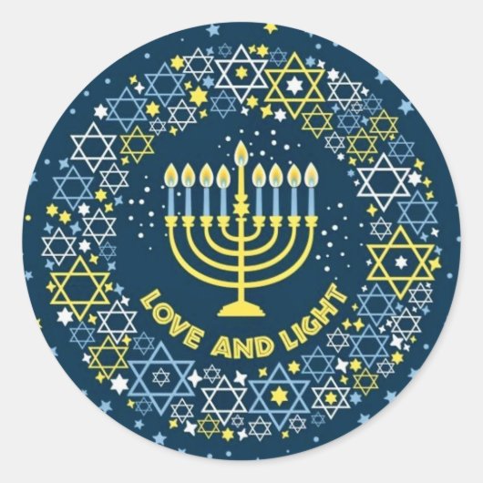 Hannukah Menorah Ronde Sticker (Voorkant)