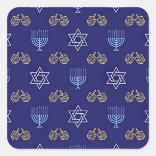 Hannukah Menorah stars dreidels Vierkante Sticker