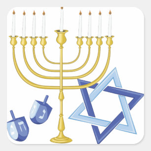 Hannukah Symbolen Vierkante Sticker