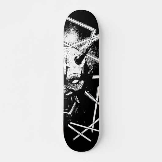Hannya Mask 8189 - Variant - Zwart-wit Skateboard (Voorkant)