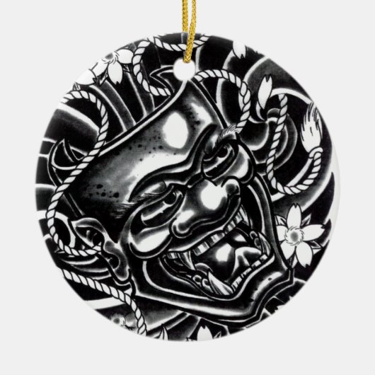 Hannya Mask Tattoo Design Keramisch Ornament (Voorkant)
