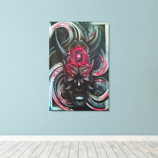 Hannya masker canvas afdruk (Insitu (Houten vloer))