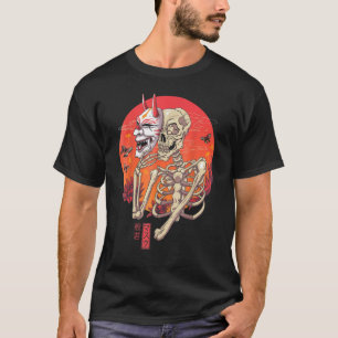 Hannya Skeleton Yokai Masker Japanse kunst T-shirt