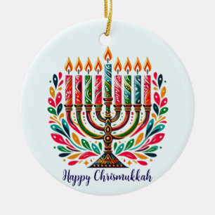 Hanoekasfestival van Lichten Keramisch Ornament