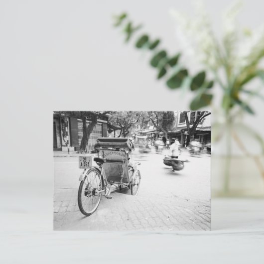 Hanoi Vietnam, Cyclo in Old Hanoi Briefkaart (Staand voorkant)