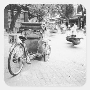 Hanoi Vietnam, Cyclo in Oud Hanoi Vierkante Sticker