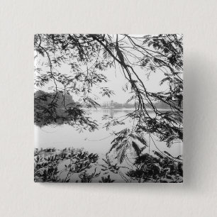 Hanoi Vietnam, Hoan Kiem Lake uitzicht Vierkante Button 5,1 Cm