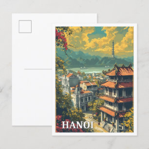 Hanoi Vietnam  Kunst Reizen Illustratie Briefkaart