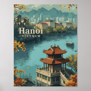 Hanoi Vietnam Kunst Reizen Illustratie Poster