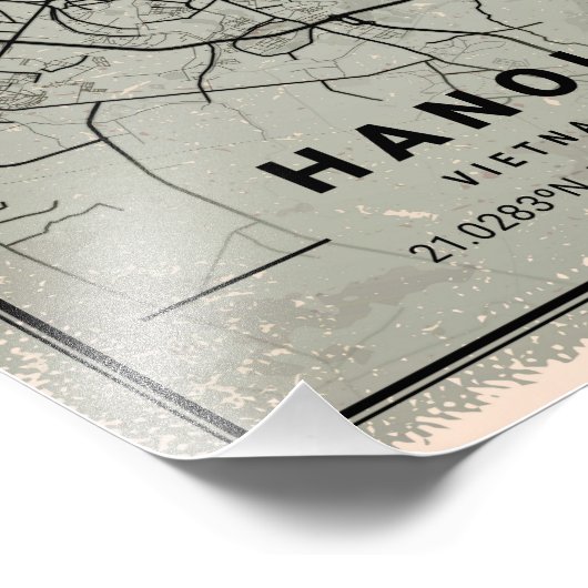 Hanoi vietnam map print poster canvas (Coin)