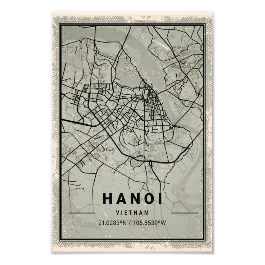 Hanoi vietnam map print poster canvas (Voorkant)