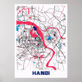 Hanoi - Vietnam MilkTea City Map Poster