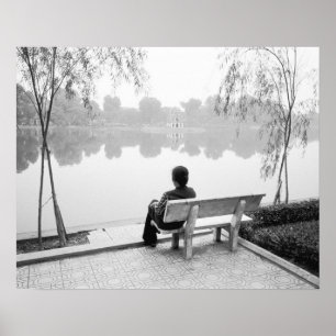 Hanoi Vietnam, Uitzicht op Hoan Kiem-meer (NR) Poster