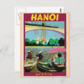 Hanoi vintage-poster briefkaart (Voorkant / Achterkant)