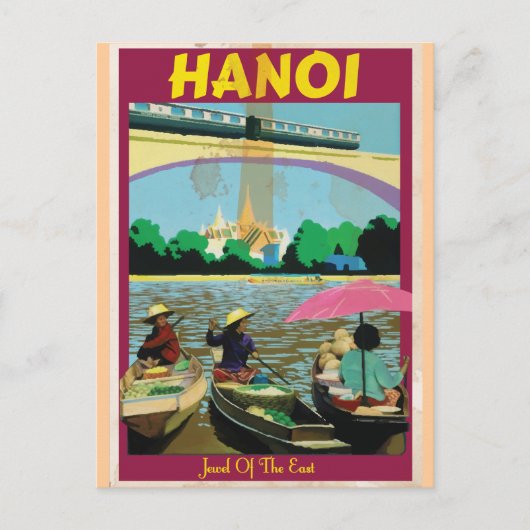 Hanoi vintage-poster briefkaart (Voorkant)