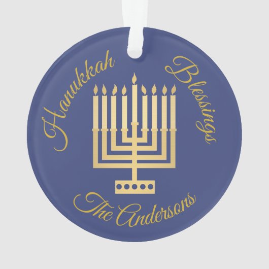 Hanoukka Bénédictions Gold Menorah Personnalisé (dos)