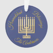 Hanoukka Bénédictions Gold Menorah Personnalisé (devant)