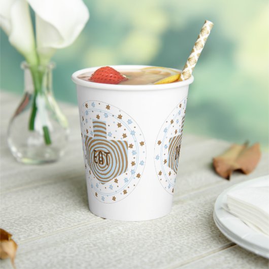 Hanoukka Brown Blue Swirl 8 oz. Gobelets en papier (Insitu)