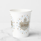 Hanoukka Brown Blue Swirl 8 oz. Gobelets en papier (Verso)