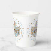 Hanoukka Brown Blue Swirl 8 oz. Gobelets en papier (Droite)