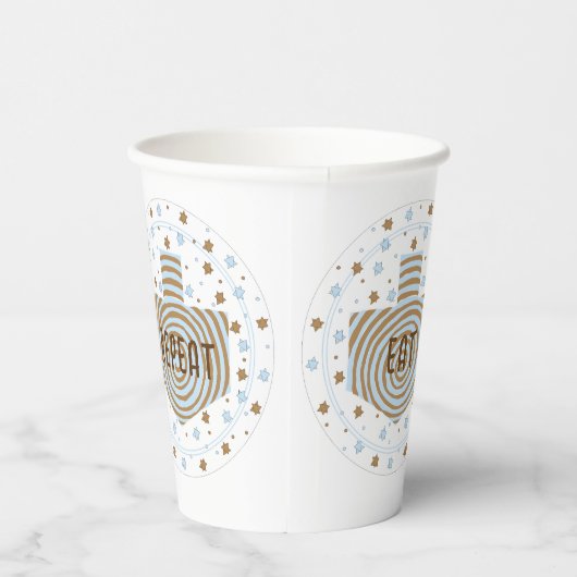 Hanoukka Brown Blue Swirl 8 oz. Gobelets en papier (Droite)