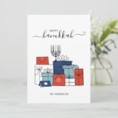 Hanoukka Cadeaux & Menorah Carte de vacances (Debout devant)