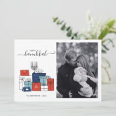 Hanoukka Cadeaux & Menorah Carte photo de vacances (Debout devant)