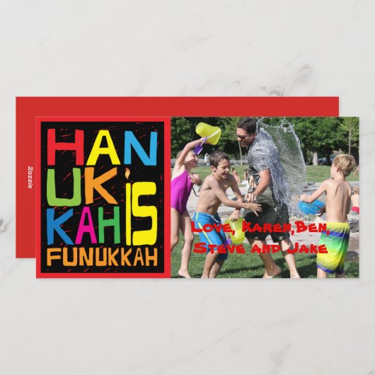 Hanoukka Carte photo/2 côté Hanoukka est Funukkah (Devant / Derrière)