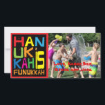 Hanoukka Carte photo/2 côté Hanoukka est Funukkah<br><div class="desc">"Hanoukka is Funukkah" brillant, carte photo avec enveloppe blanche. 2 côtés Personnalisez en remplaçant les photos et le libellé. Customisez le libellé en choisissant votre style de police préféré, la couleur et la taille. Recherchez notre carte de voeux "Hanoukka is Funukkah" correspondante, et étiquette de adresse. Merci de vous être...</div>