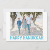 Hanoukka Carte photo heureux et bleu neigeux (Devant)