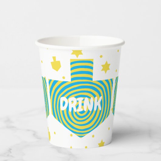 Hanoukka Dreidel Swirl 8 oz. Gobelets en papier (Gauche)