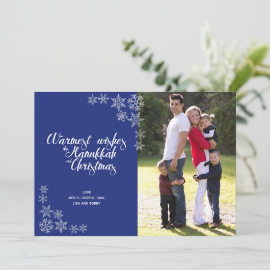 Hanoukka et Noël Carte photo moderne bleu (Debout devant)