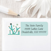 Hanoukka Étiquettes de retour "Menorah Bling Turqu (En situation)