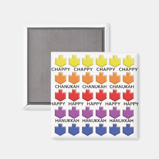Hanoukka Magnet Carré 3D Dreidels (Recto/Verso)