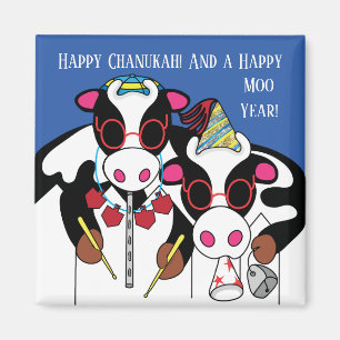 Hanoukka Magnet Carré Bonne Année Moo!