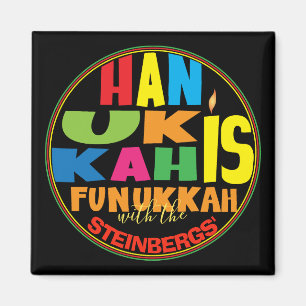 Hanoukka Magnet Carré HANOUKKA EST FUNUKKAH