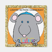Hanoukka Magnet Carré Mouse Menorah (Devant)