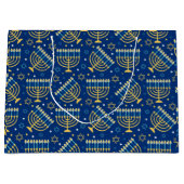 Hanoukka Menorah Blue Star Juif grand sac cadeau (Devant)