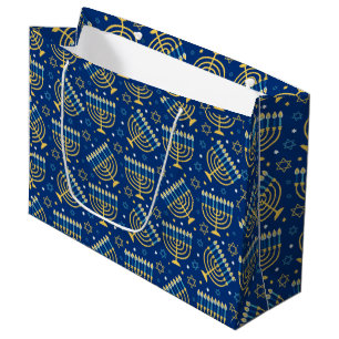 Hanoukka Menorah Blue Star Juif grand sac cadeau