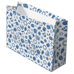 Hanoukka Menorah Blue Star Juif grand sac cadeau
