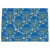 Hanoukka Menorah Blue Star Juif grand sac cadeau (Devant)