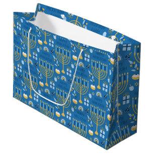 Hanoukka Menorah Blue Star Juif grand sac cadeau