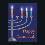 "Hanoukka Menorah." Carte postale<br><div class="desc">"Hanoukka Menorah." est une peinture numérique réalisée sur Photoshop d'une Hanoukka Menorah avec des bougies allumées pour la troisième nuit. J'espère que vous en apprécierez. Merci,  Corbie Eva Crouse</div>