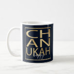 Hanoukka Mug "Chanukah Happy Gold"<br><div class="desc">Mug classique pour Hanoukka. "Chanukah Happy Gold" Chanukah Mug. Le lettrage or et le rectangle or peuvent être redimensionnés et déplacés. La couleur Arrière - plan, bleu foncé, peut être changée. Personnalisez la tasse en supprimant du texte et en le remplaçant par vos propres messages. Choisissez votre style de police,...</div>