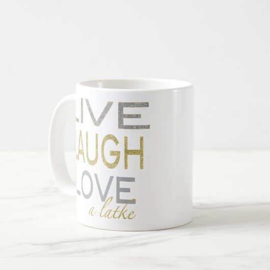 Hanoukka Mug "Live Laugh Love a latke" (Devant gauche)