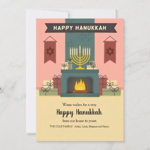 Hanoukka par la carte de voeux du feu