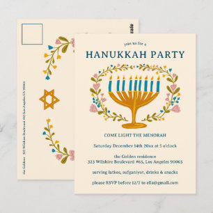 HANOUKKA PARTY Invitation couronne florale CUSTOM