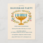 HANOUKKA PARTY Invitation couronne florale CUSTOM (Devant)
